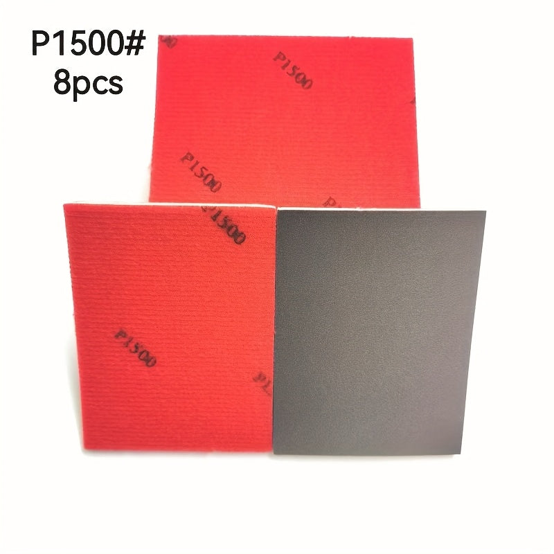 8 Pcs Ultra-Fine Sand Sponge Pads 400-3000 Grit for Wood Metal Dry Wet Sanding