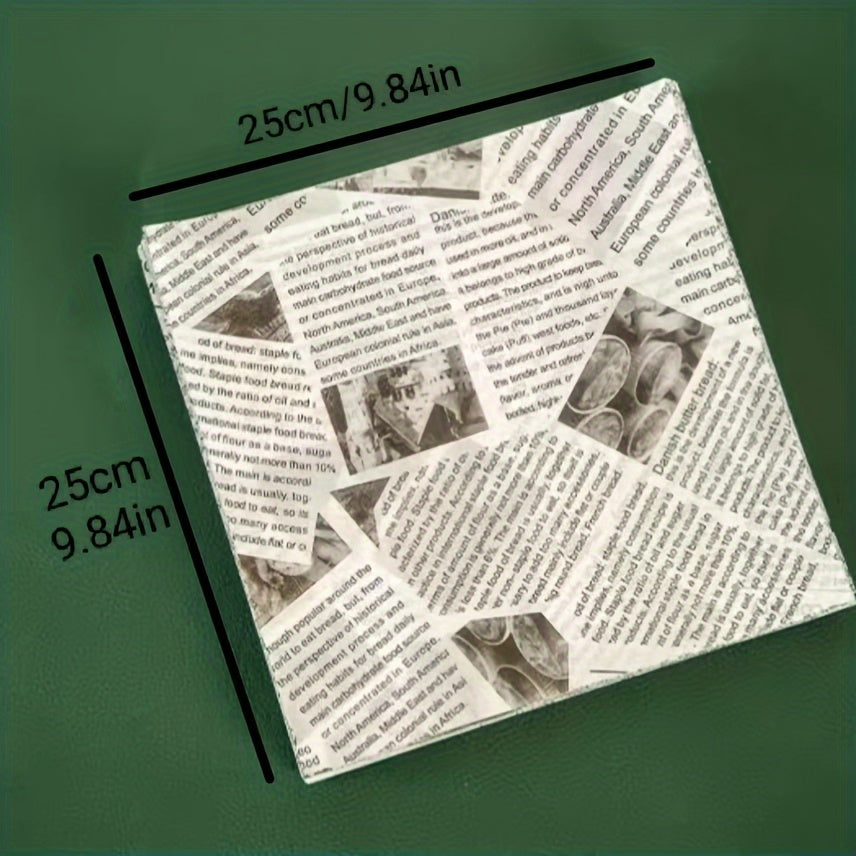 Set of 50 Oil-Resistant Greaseproof Food Wrapping Sheets for Sandwiches and Burgers