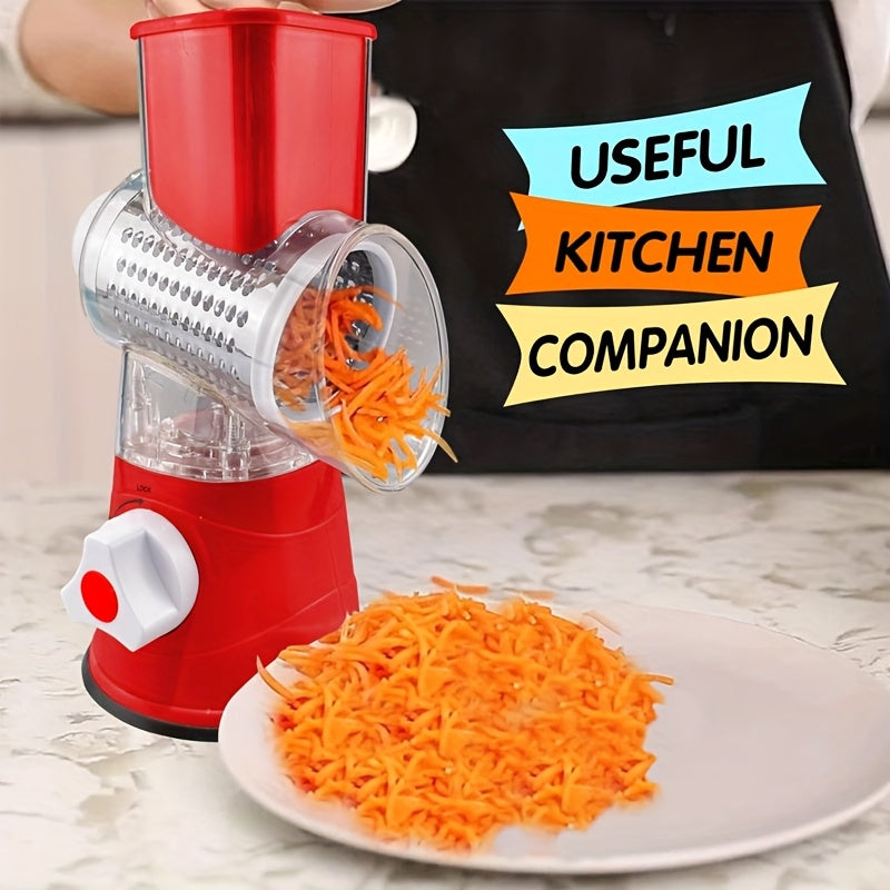 3-in-1 qoʻlda oziq-ovqat maydalagich toʻplami, pichoqchalari almashtiriladigan, pishloq, sabzavot va mevalar uchun