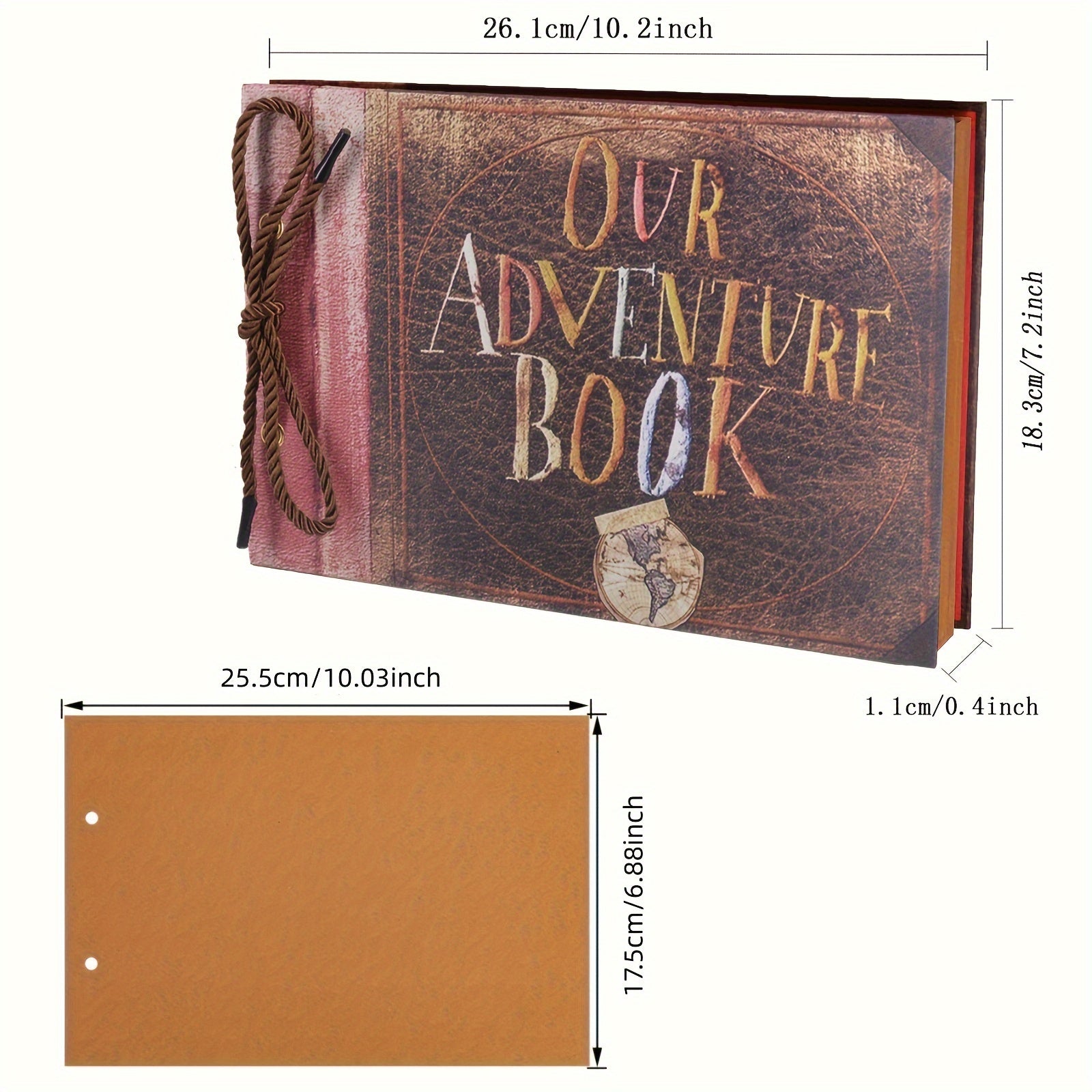 Vintage Faux Leather Growth Diary 25.91x18.29 cm with 3D Design for Couples and Friends