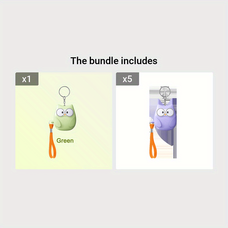 Cute Owl Personal Alarm 130dB Loud Siren LED Light Battery-Powered Safety Device