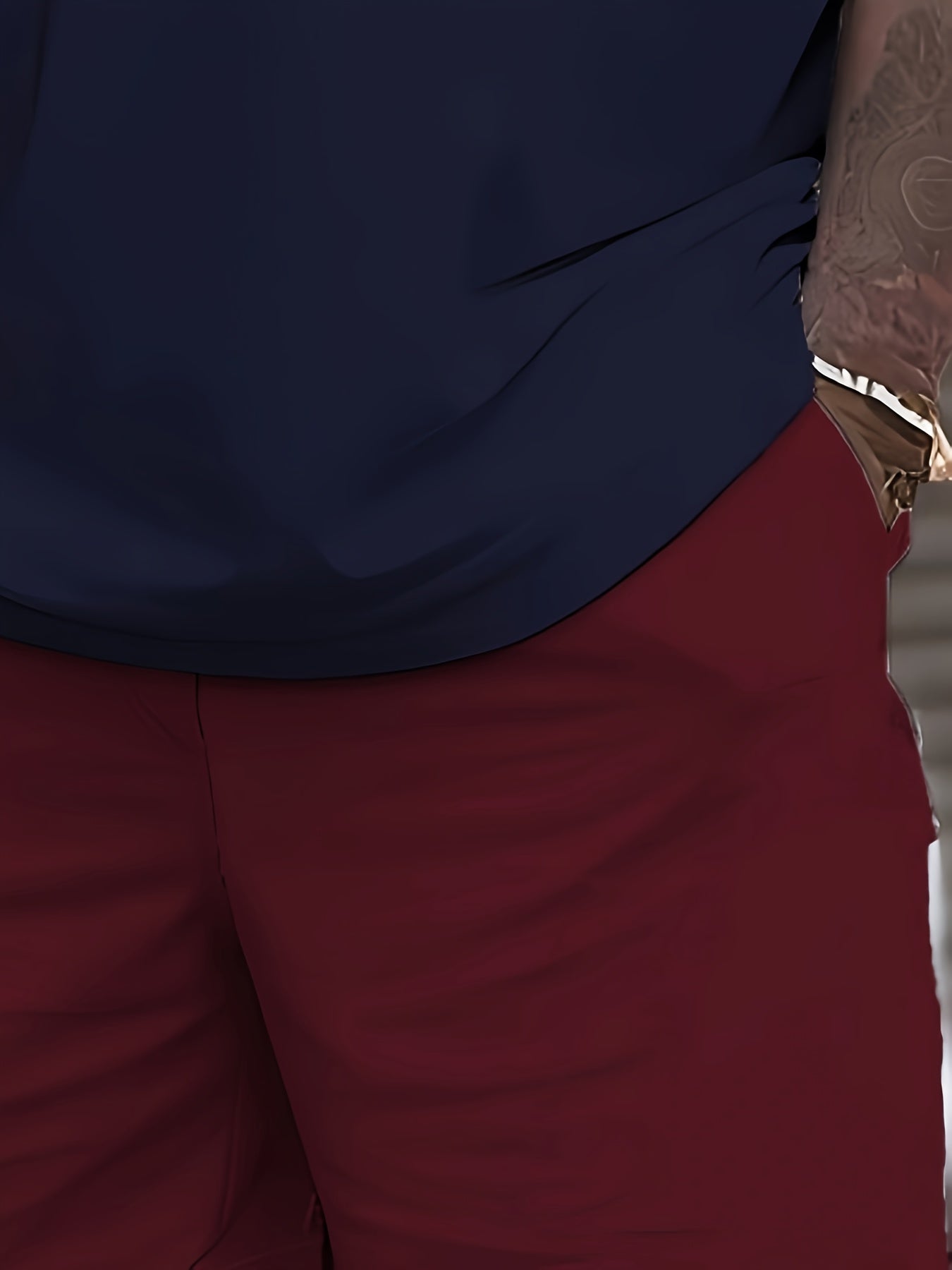 Plus Size Men's Color Block T-Shirt Set Casual Sports Polyester