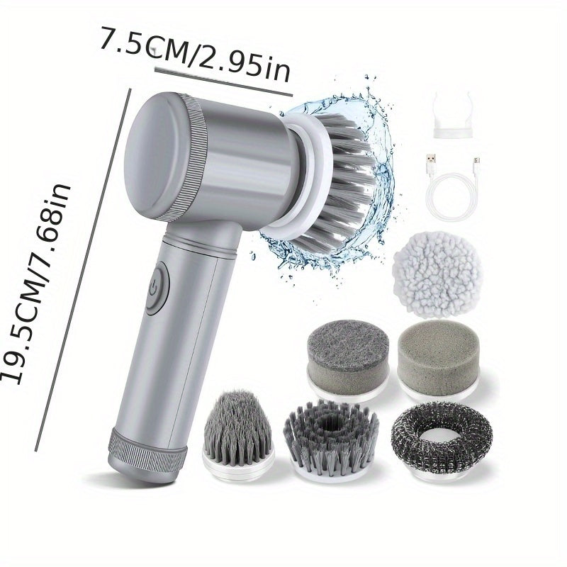 Electric Floor Cleaner with Rechargeable Battery and 7 Brush Heads for Kitchen and Bathroom