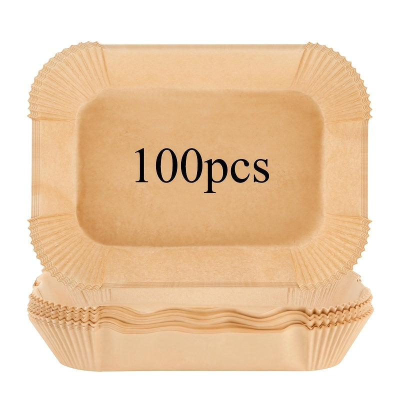 Упаковка из 100 штук антипригарных подкладок для фритюрниц, прочные и устойчивые к маслу и воде, идеальны для выпечки на кухне, на свадьбах, днях рождения и летних вечеринках, изготовлены из материалов без химикатов.