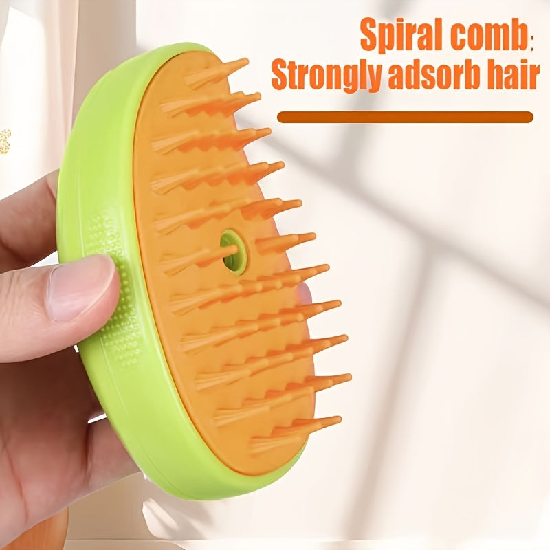 USB Charging Pet Grooming Brush for Cats and Dogs with Spiral Comb and 3-in-1 Function