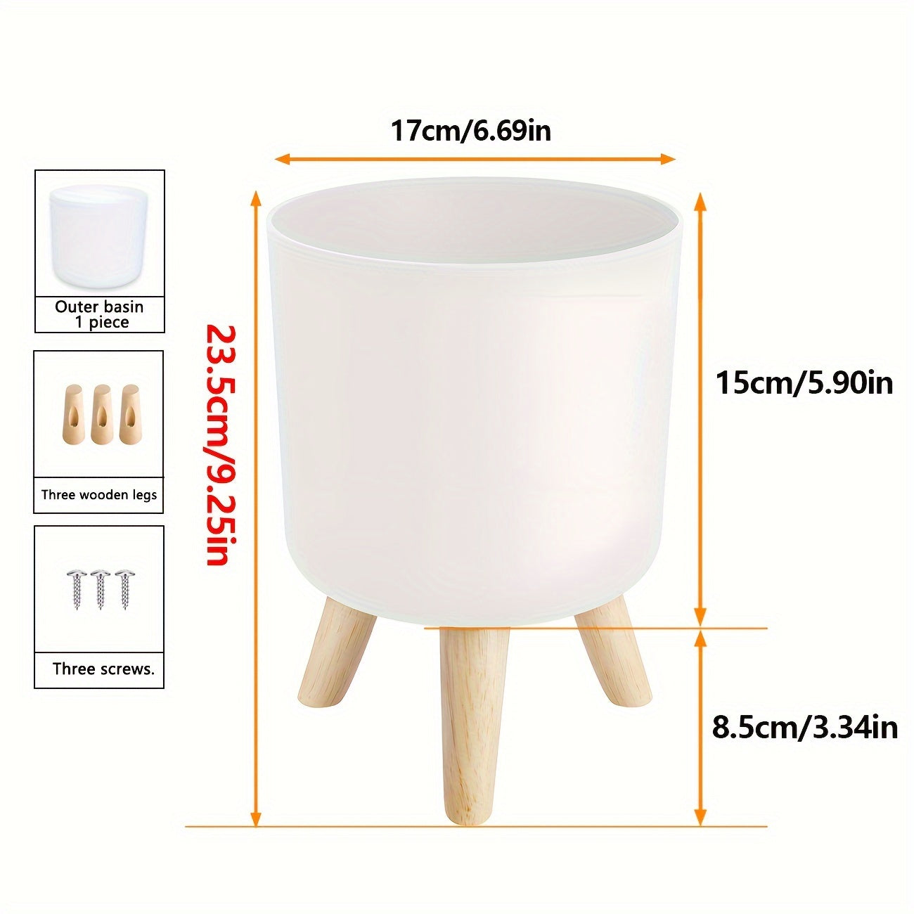 Wooden Leg Planter Indoor Outdoor Floor Standing Modern Decorative Plant Pot