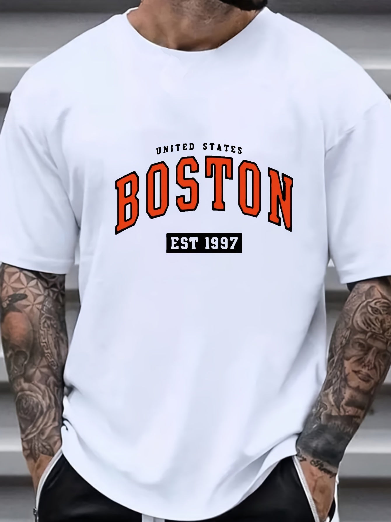 Мужская летняя футболка с алфавитным узором, круглый вырез, хлопок-полиэстер, обычный крой, увеличенный размер