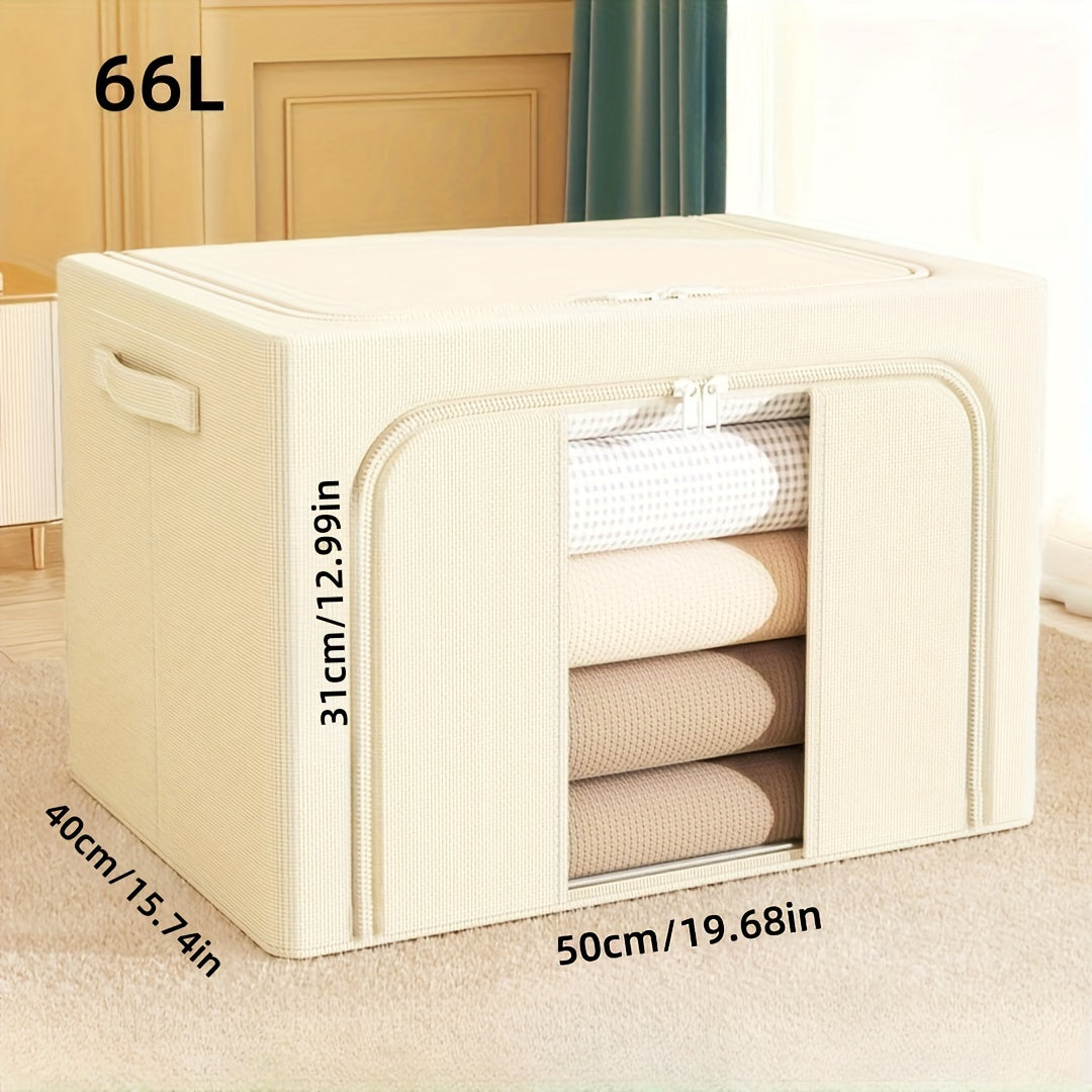 Storage Box Waterproof Cordura Foldable Steel Frame with Transparent Window for Wardrobes Vehicles and Moving