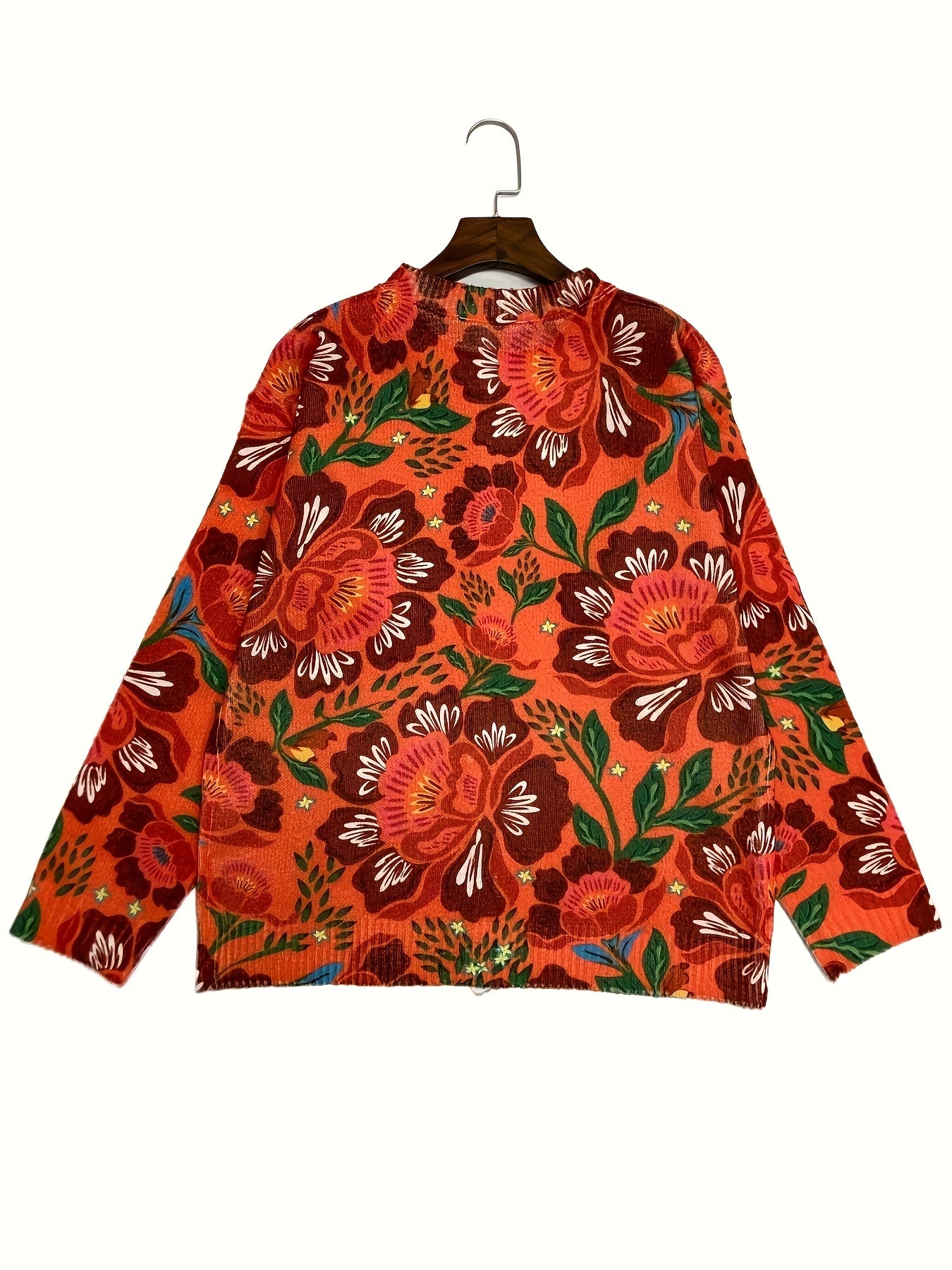 Cárdigan de estampado floral para mujer, de manga larga ligera, ropa exterior de otoño e invierno