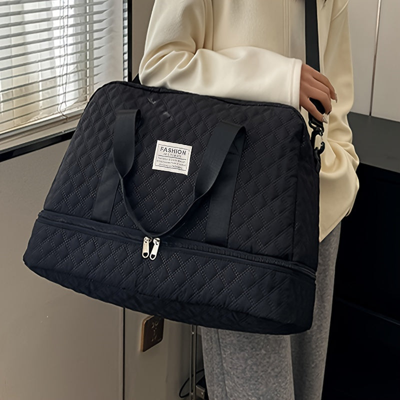 1 dona Ayollar uchun Nylon Sayohat Sumkasi - Yengil va Katta Hajmli, Qo'lga olib yurish yoki Krossbody sifatida ishlatilishi mumkin, Qisqa masofali sayohat uchun fermuarlı.