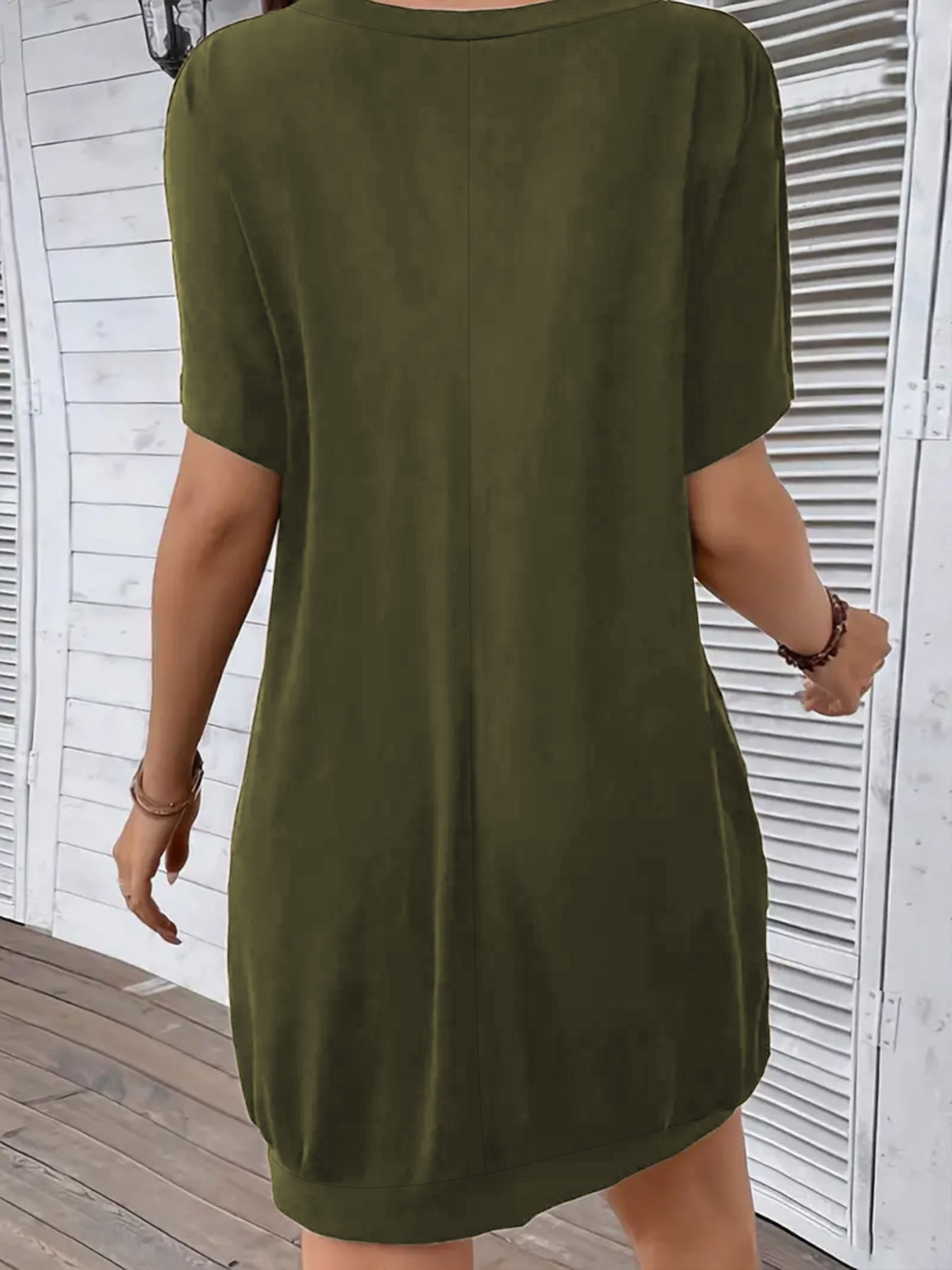 Plus Size Women's V-Neck T-Shirt Dress with Pockets Short Sleeve Casual Spring Summer Fall