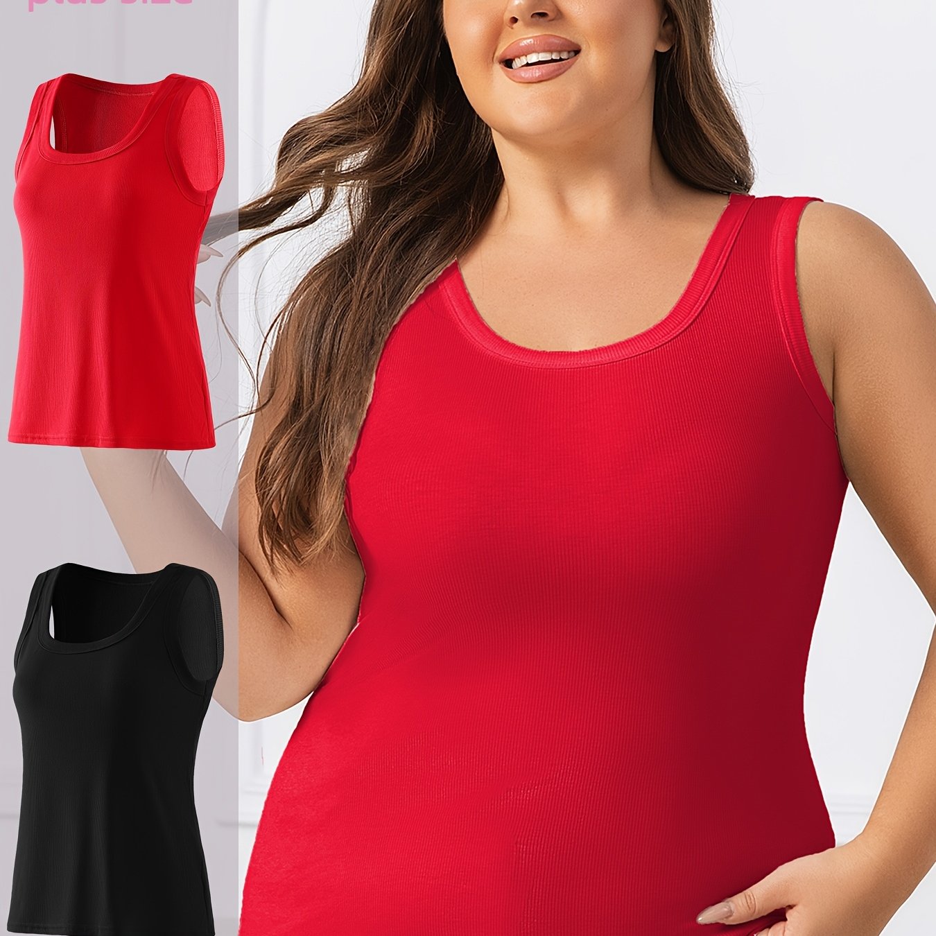 Women's Plus Size Sleeveless Tank Tops Black White 2 Pack Breathable Loose Fit