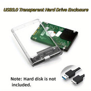 Transparent USB 3.0 External Hard Drive Enclosure for 2.5 Inch SATA HDD SSD