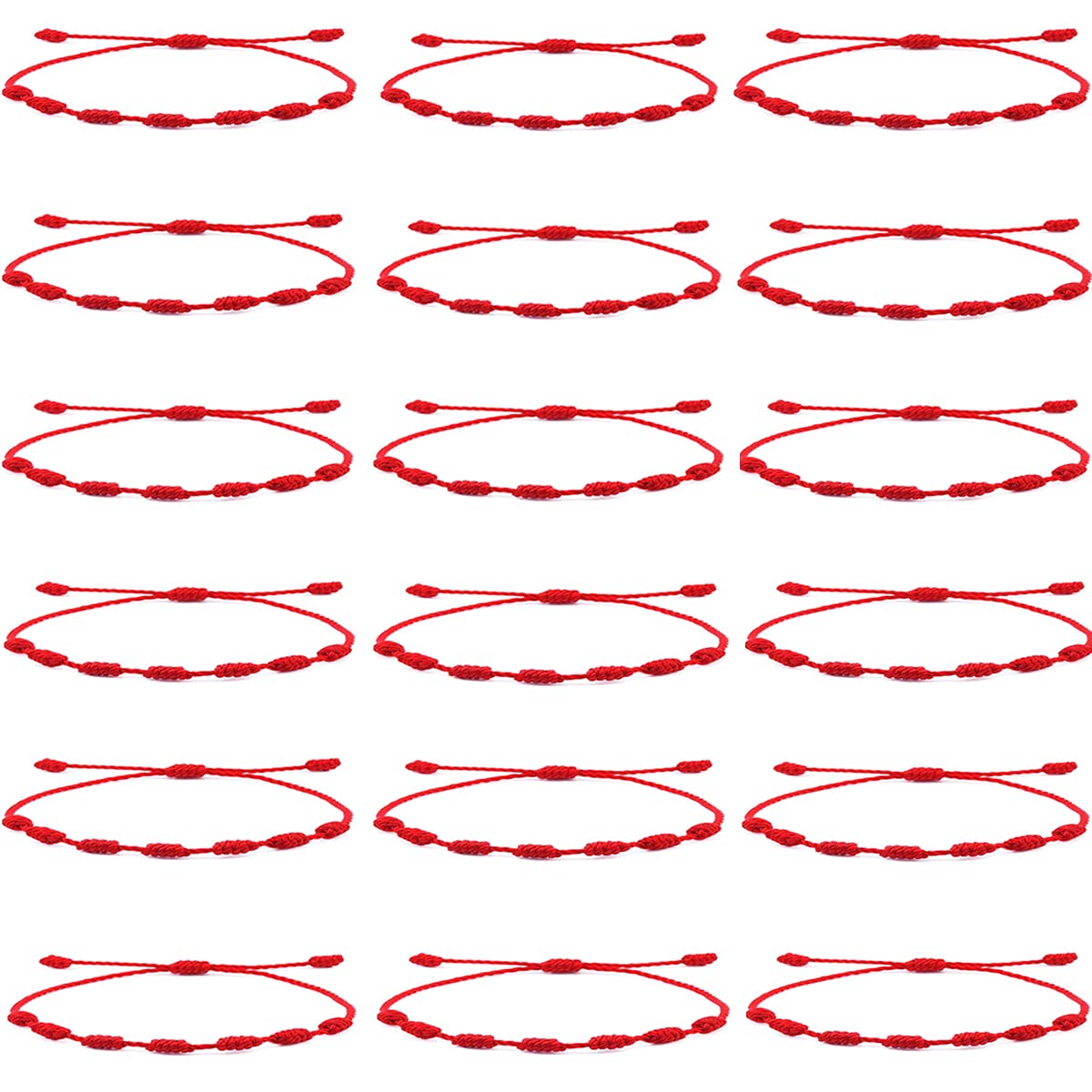 Set of 18 Red Devil Eye Beaded Bracelets for Women with Knot String and Amulet for Protection and Luck