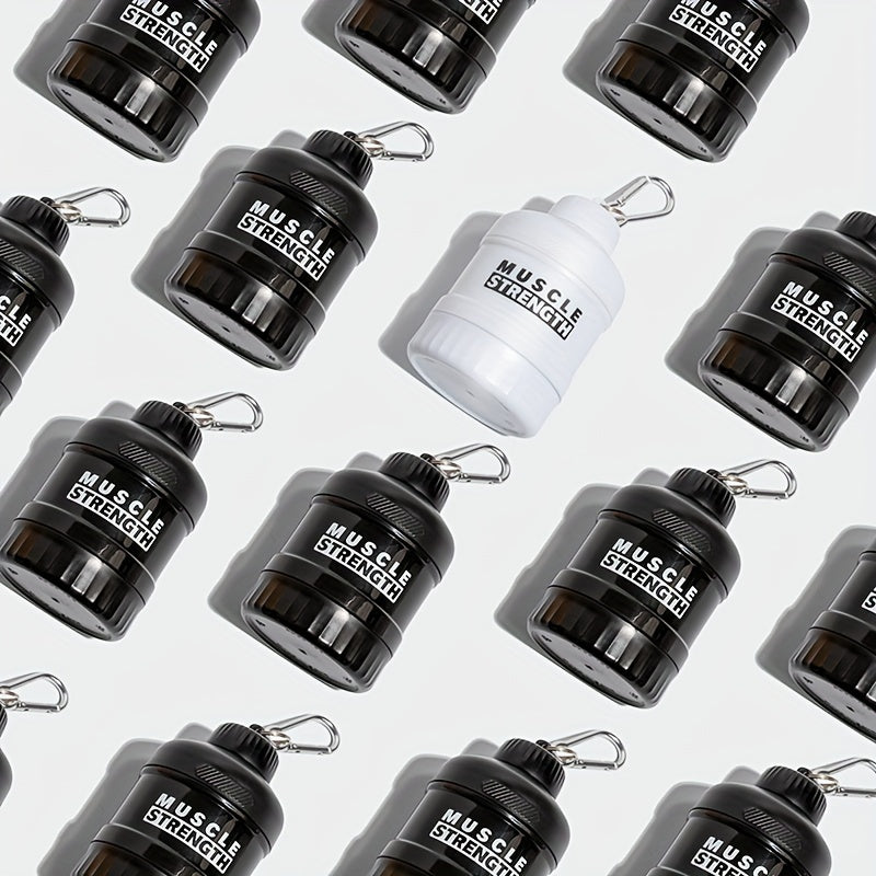 Portable Protein Powder Container with Multi-Tier Plastic Bottle and Keychain for Gym and Outdoor Sports