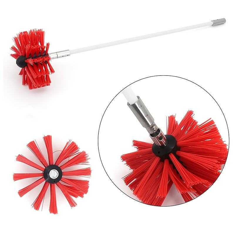 Set of 13 Red Chimney and Exhaust Fan Brushes, Adjustable Nylon Duct Cleaners