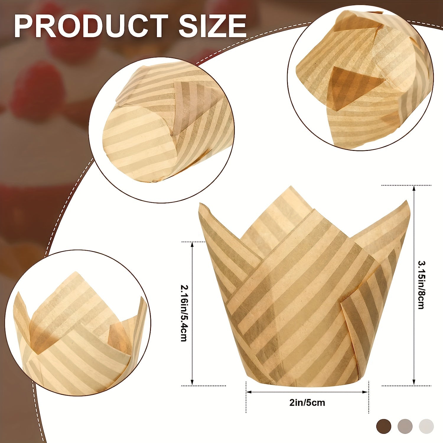 Set of 50 Disposable Tulip Muffin Cups with Cloud Stripes Newspaper Pattern, Greaseproof Paper Liners