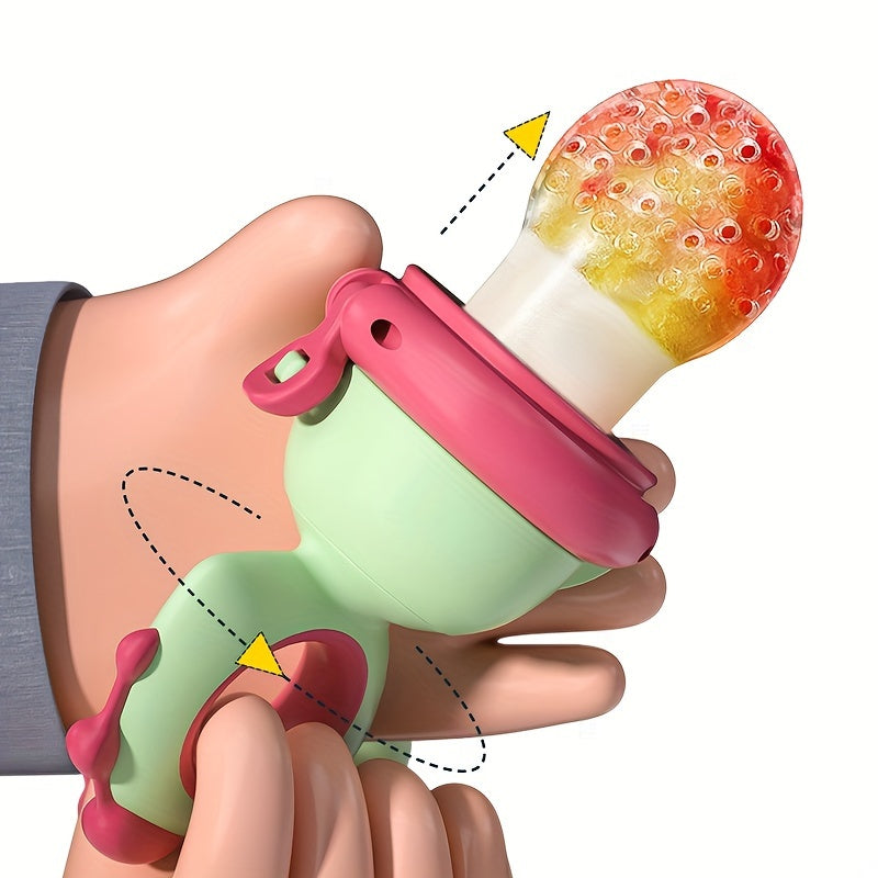 Bolalar va kichik bolalar uchun aylanuvchi itarish turidagi silikon tishlash, sharbat berish uchun qo'shimcha ovqat beruvchi