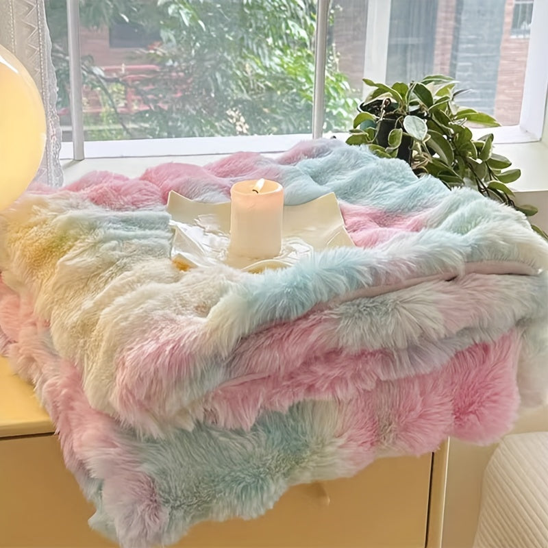 Faux Fur Blanket Soft Warm All-Season for Bedroom Office Travel and Home Decor