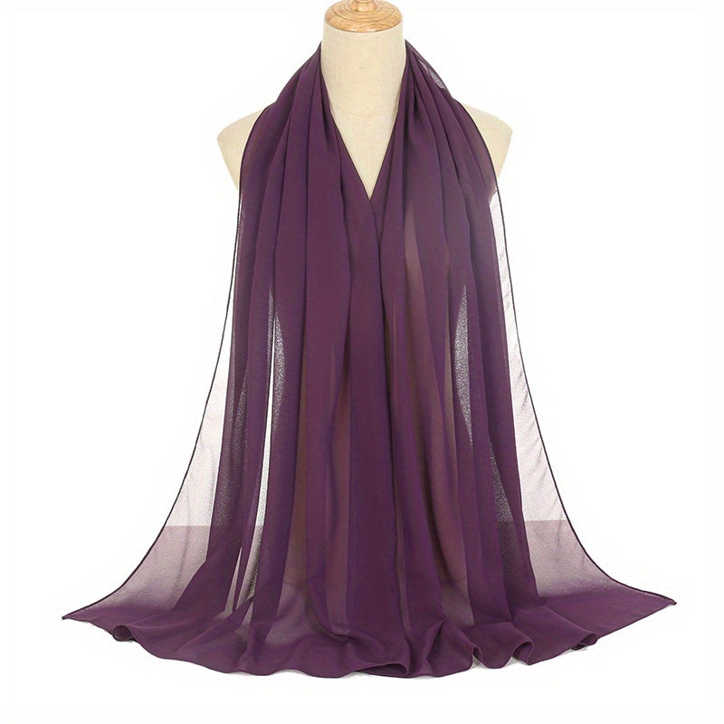 Black and White Chiffon Hijab Lightweight Breathable Headscarf for Women