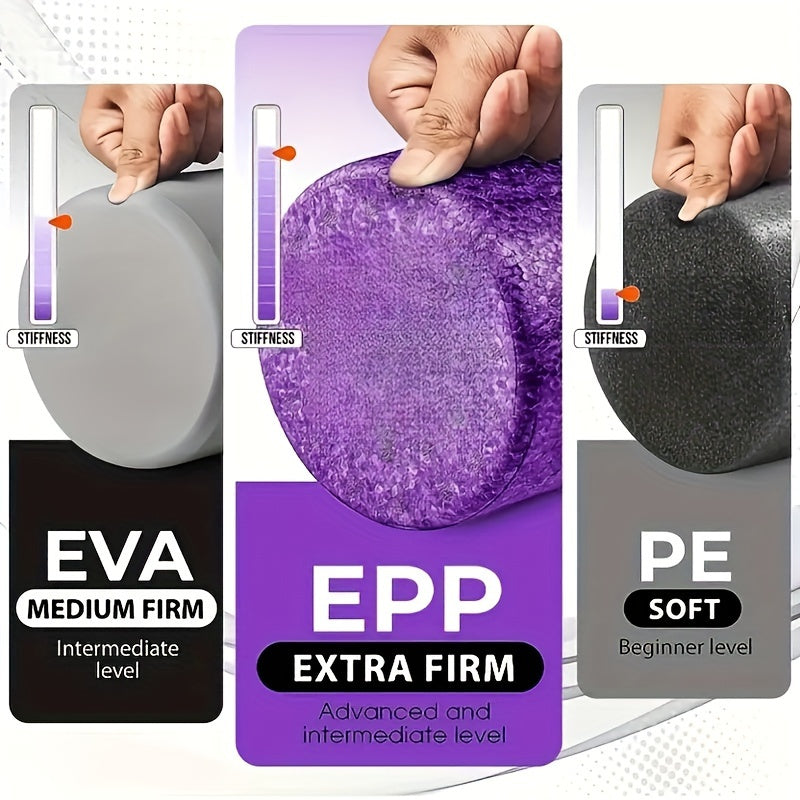 Черный ролик для йоги из высокоплотной пены средней жесткости для растяжки и восстановления мышц