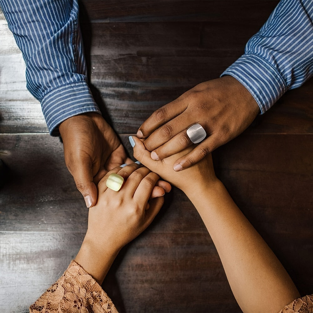 Women's Wide Metal Square Ring 18K Gold Plated for Christmas Valentine's Day