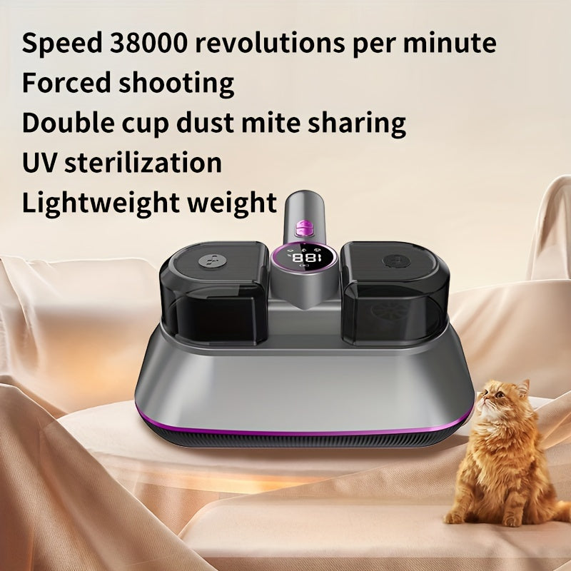 JKuoo yangilangan ikki motorli qo'l vakuumi, 3-in-1 chang qurtlarini olib tashlovchi, 100W/8000Pa kuchli so'rish, LED raqamli ko'rsatkich va turli yuzalar uchun 6000mAh batareya.