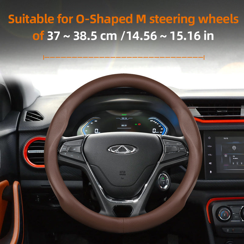 Universal Leather Steering Wheel Cover Breathable Thin Car Accessory Black Burgundy Brown