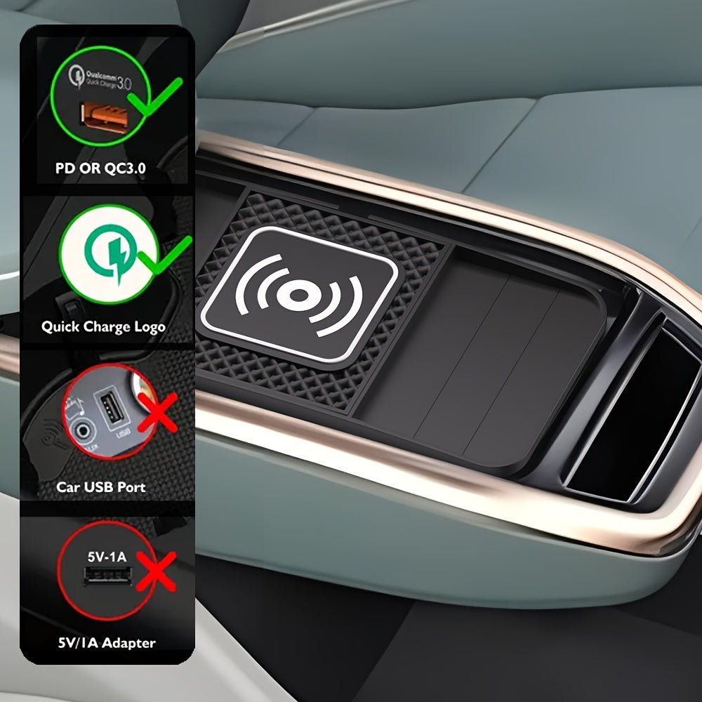 15W Wireless Car Charger Pad Fast Charging Qi Compatible with iPhone and Samsung