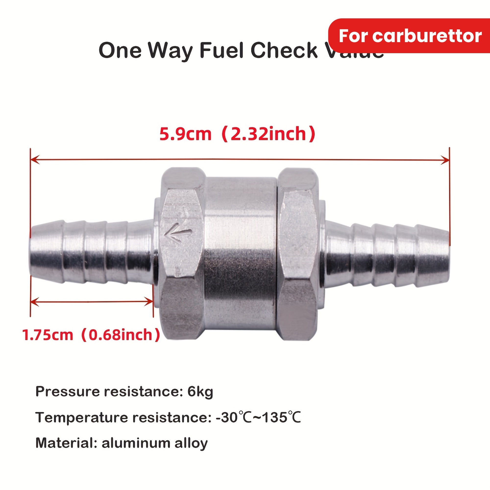 Клапан проверки топлива с односторонним клапаном из алюминиевого сплава 6/8/10/12 мм для бензина, дизеля