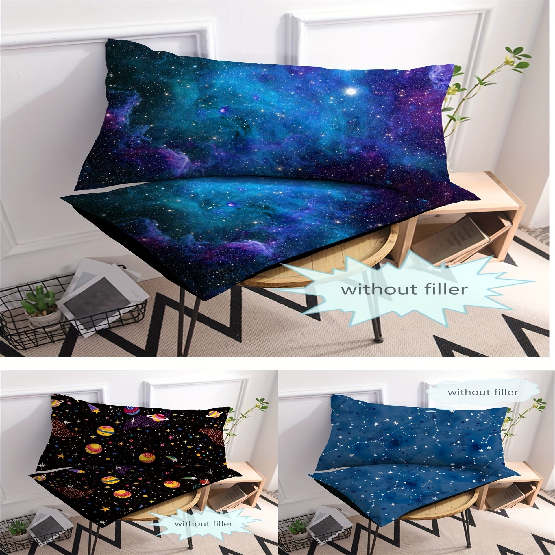 Starry Sky Planet Pillowcases Breathable Soft Covers for Bedroom Sofa Decor