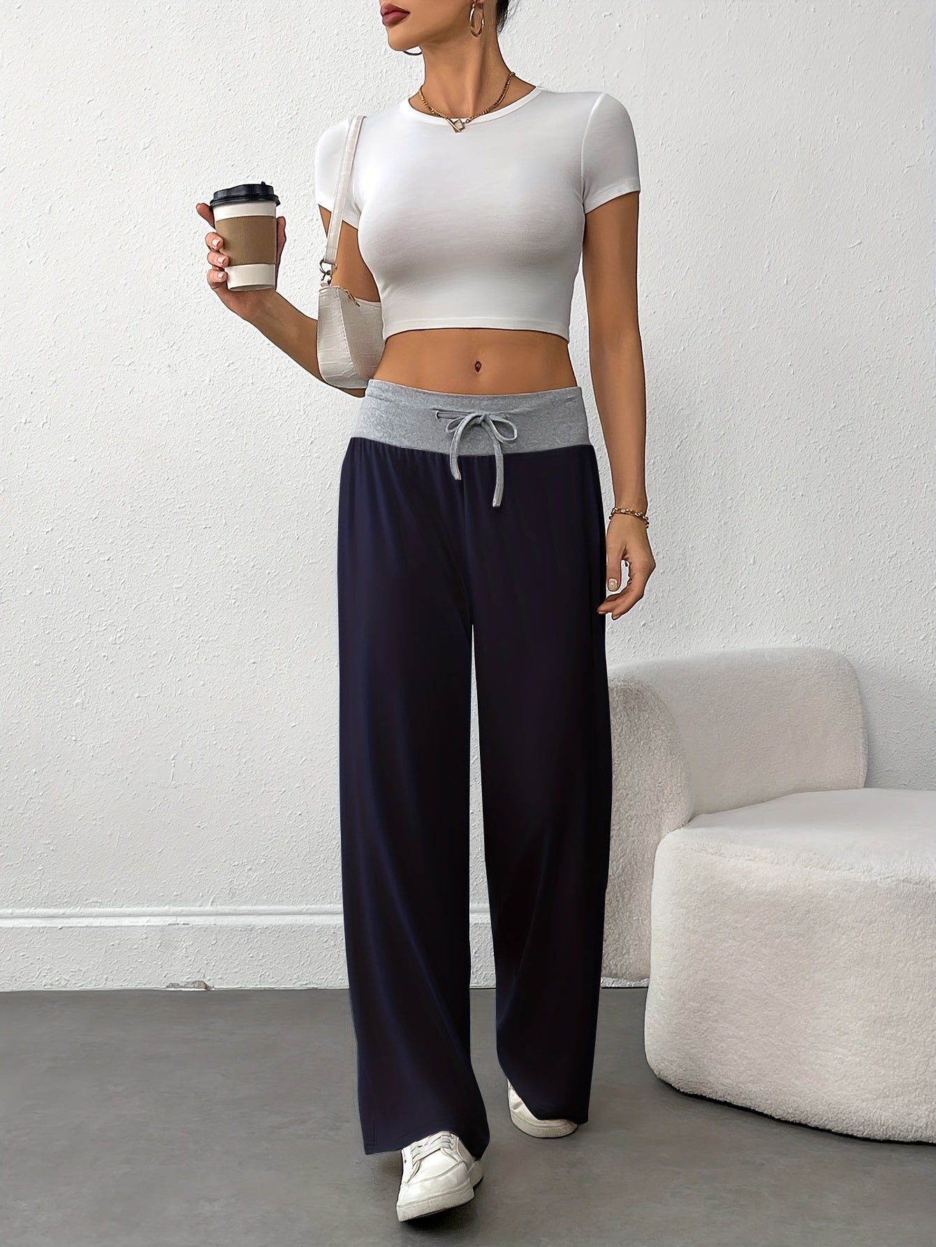 Women's Plus Size Lightweght Pajama Pants High Waist Drawstring Sleepwear