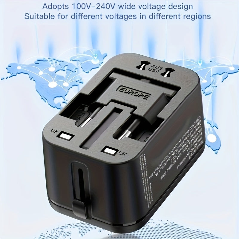Adaptador de viaje universal con carga rápida GaN compacto y duradero, compatibilidad mundial 85V-265V