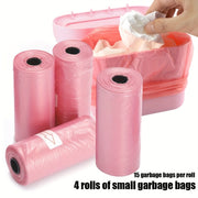 Small Garbage Bags for Car Trash Cans - 60 Bags per Roll, 4 Rolls