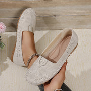 Plus-Size Women Breathable Flat Shoes Casual Embroidered Solid Color