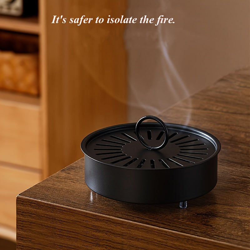 Qora temir chivinlar uchun moskita qovurish uchun qozon, qopqog' bilan, tashqi va ichki foydalanish uchun chivinlarni oldini oluvchi