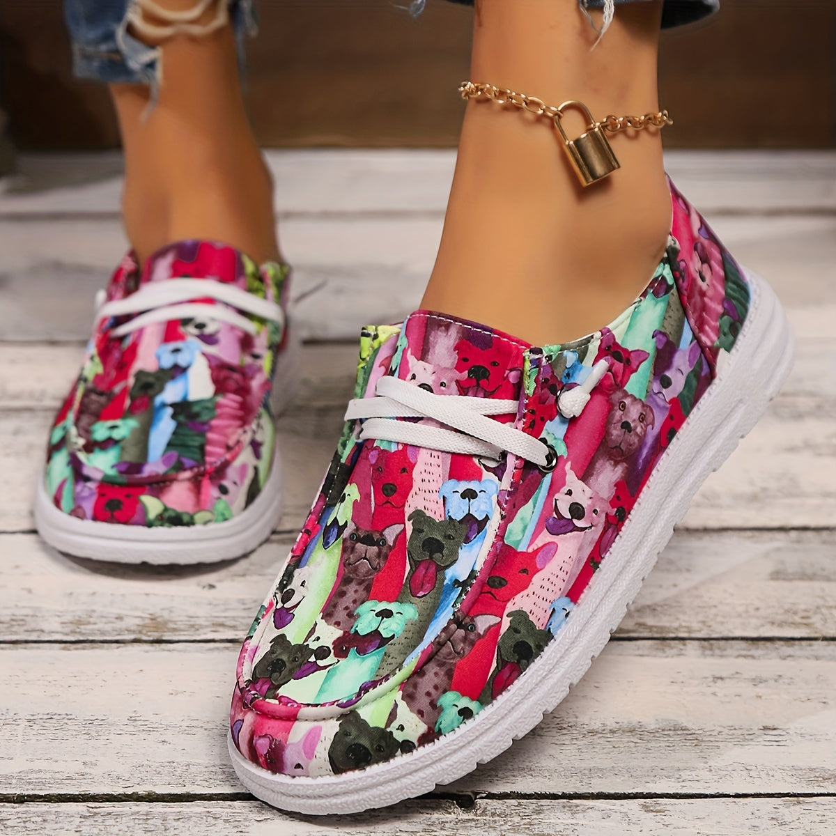 Women's Slip-On Cartoon Fashion Shoes Comfortable Casual Canvas Sneakers