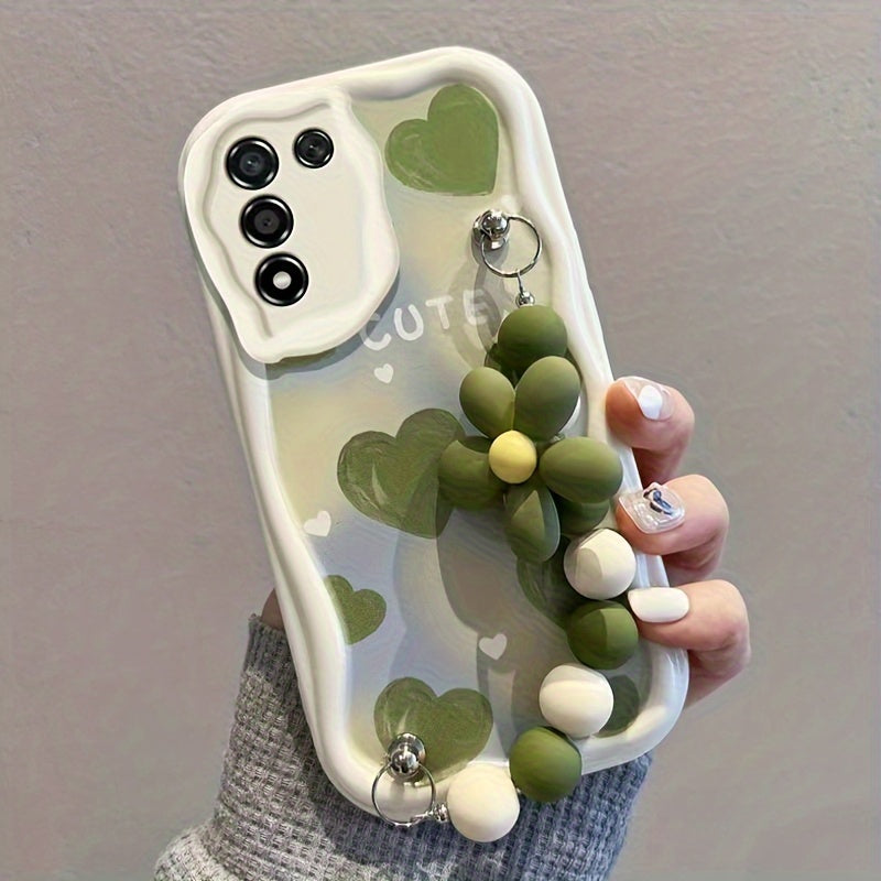 Чехол-брелок с сердечным цветком для телефона для Samsung Galaxy S24 Ultra S24 FE A16 A15 A52 A54 A13 S20 S22 S22 Ultra S25 A05S A56 A06, ударопрочный, противоударный, защитный