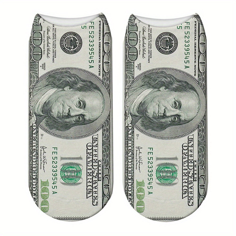 Men's Novelty Currency Pattern Socks Polyester Geometric Fun Gift