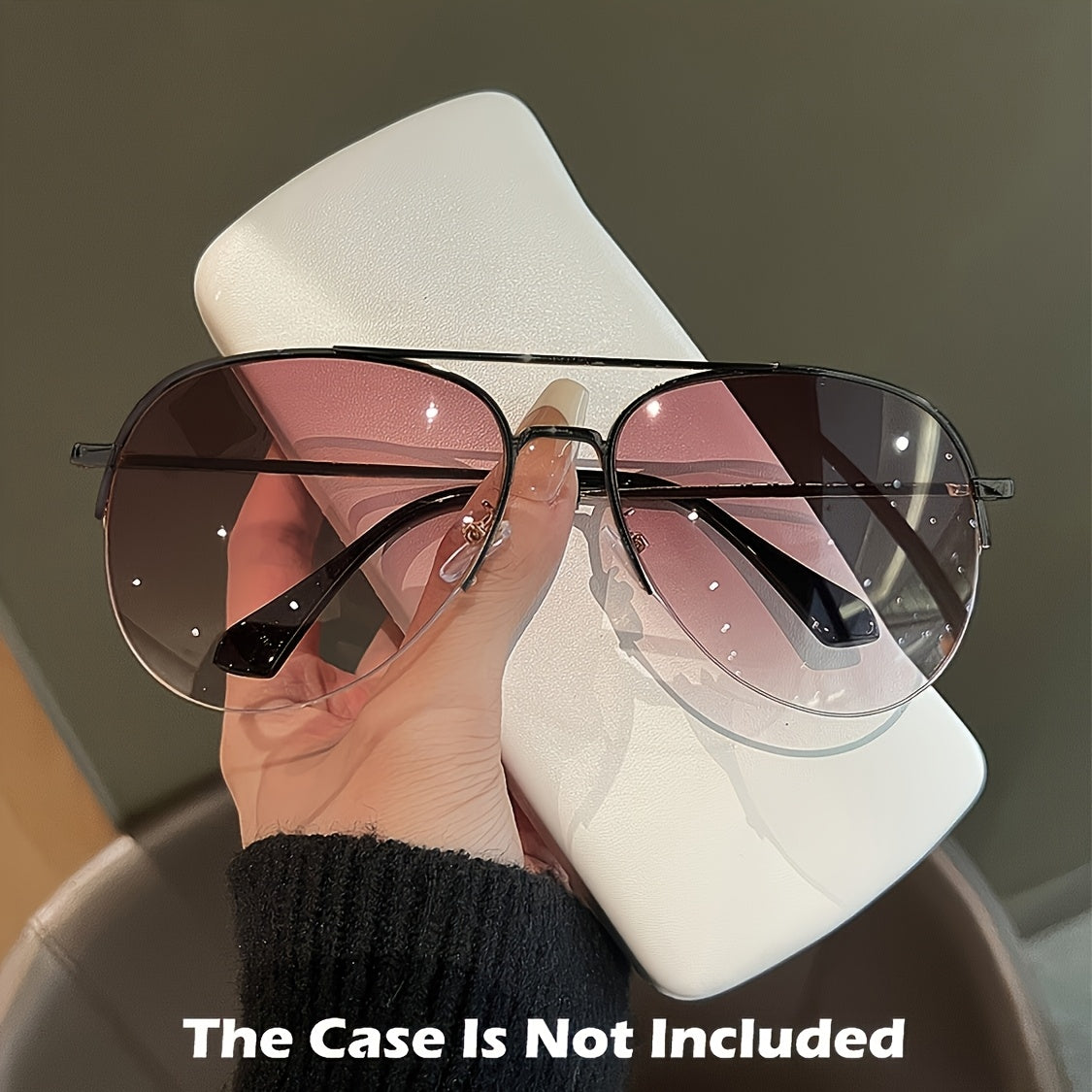 Gafas de lentes tintados unisex de marco de metal con decoración