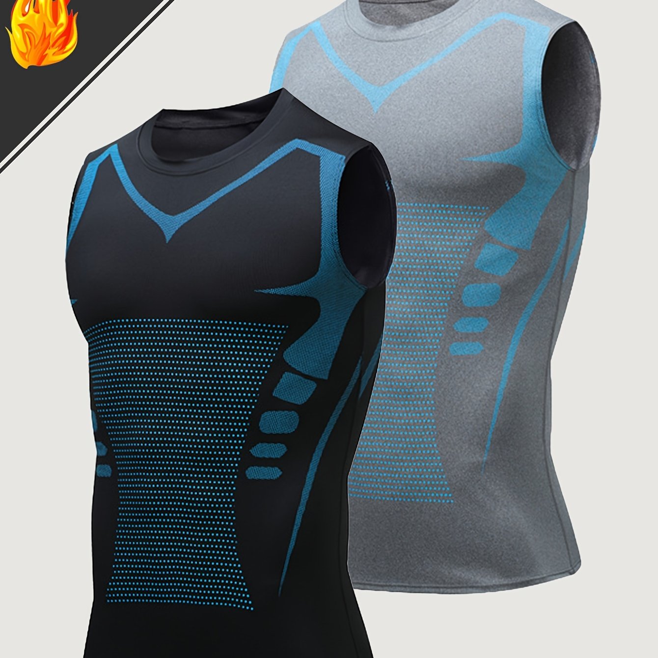 Men's Geometric Pattern Sports Vests Set of Two Quick-Dry Polyester Spandex Sleeveless Tank Tops All-Season Skinny Fit