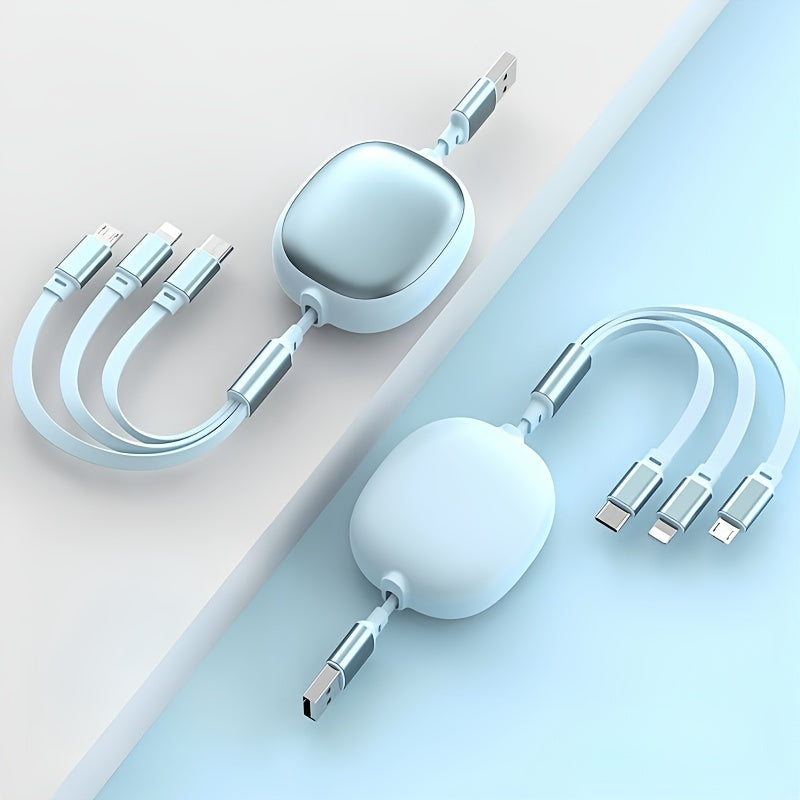 3-in-1 Retractable USB Charging Cable 100W Fast Charging Data Sync for iPhone Samsung Huawei