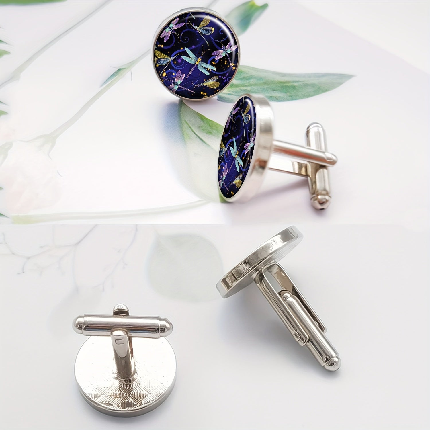Metal Dragonfly Cufflinks Set of 2 for Men and Women Formal Accessories