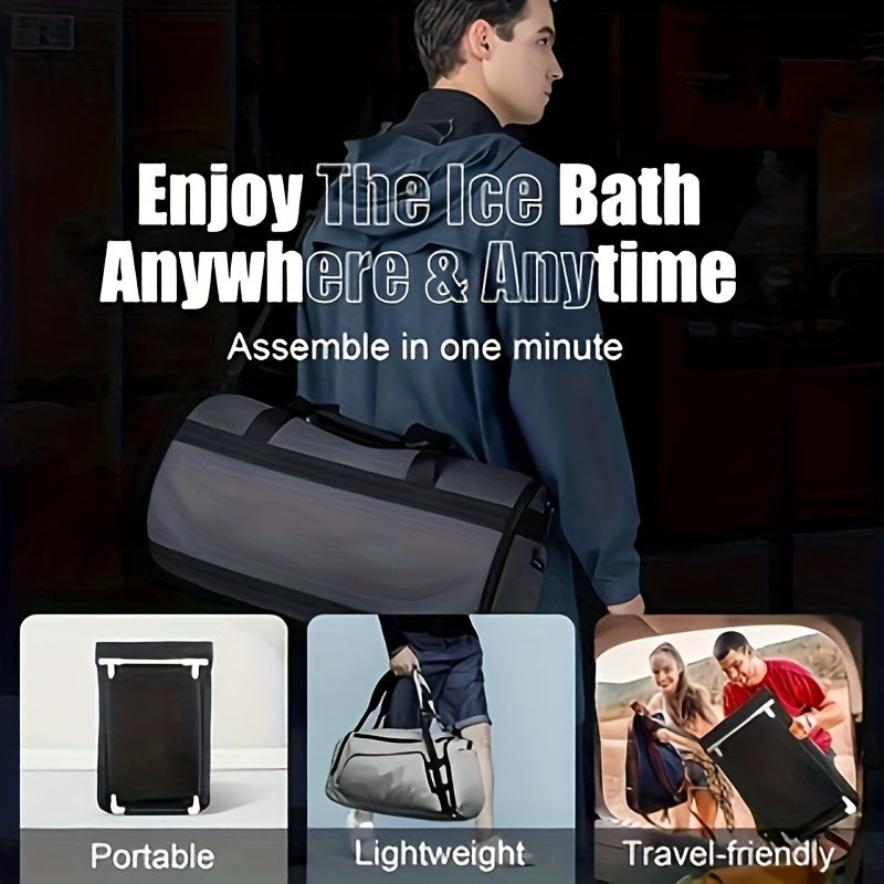 1.2m Foldable Oval Ice Bath Tub for Cold Water Therapy and Recovery Black