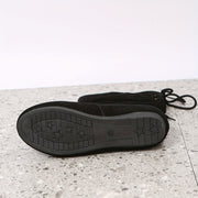 Women's Lace-Up Flat Boots with Round Toe Non-Slip Rubber Sole Solid Color