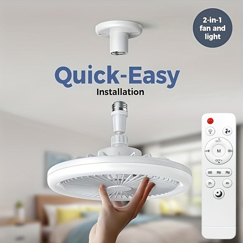 10-Inch Ceiling Fan with Remote Control Dimmable LED Light for Small Spaces