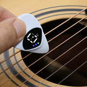 Guitar Tuner and Pick Combo Digital Display for Folk Guitar and Ukulele White Plastic