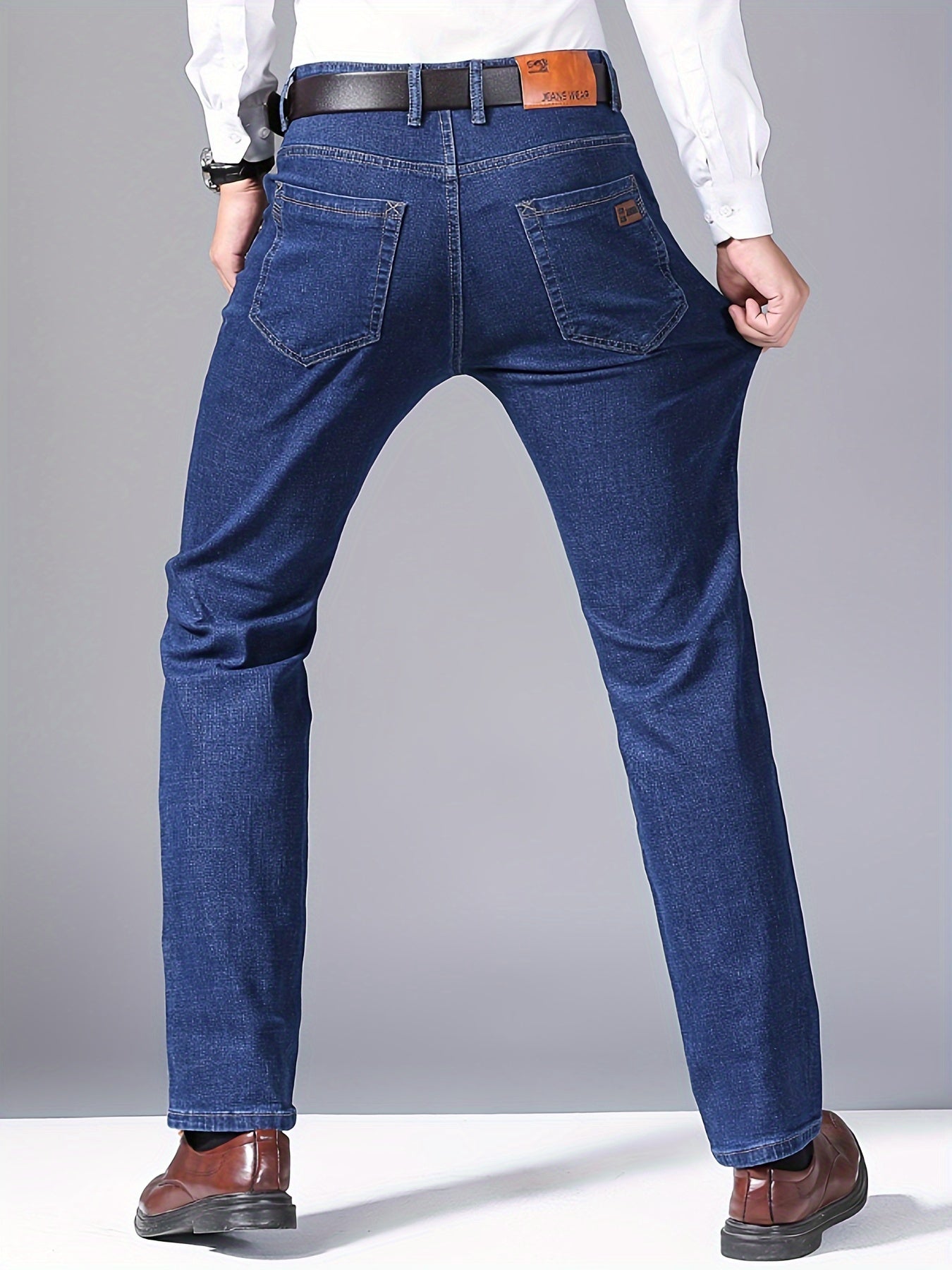 Plus-Size Men's Jeans and Business Pants Polyester Bleached All-Season