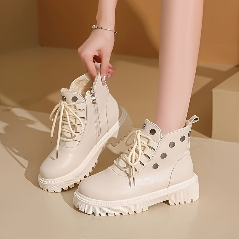 Women's Winter Fleece-Lined Warm Thick-Soled Boots with Side Decoration