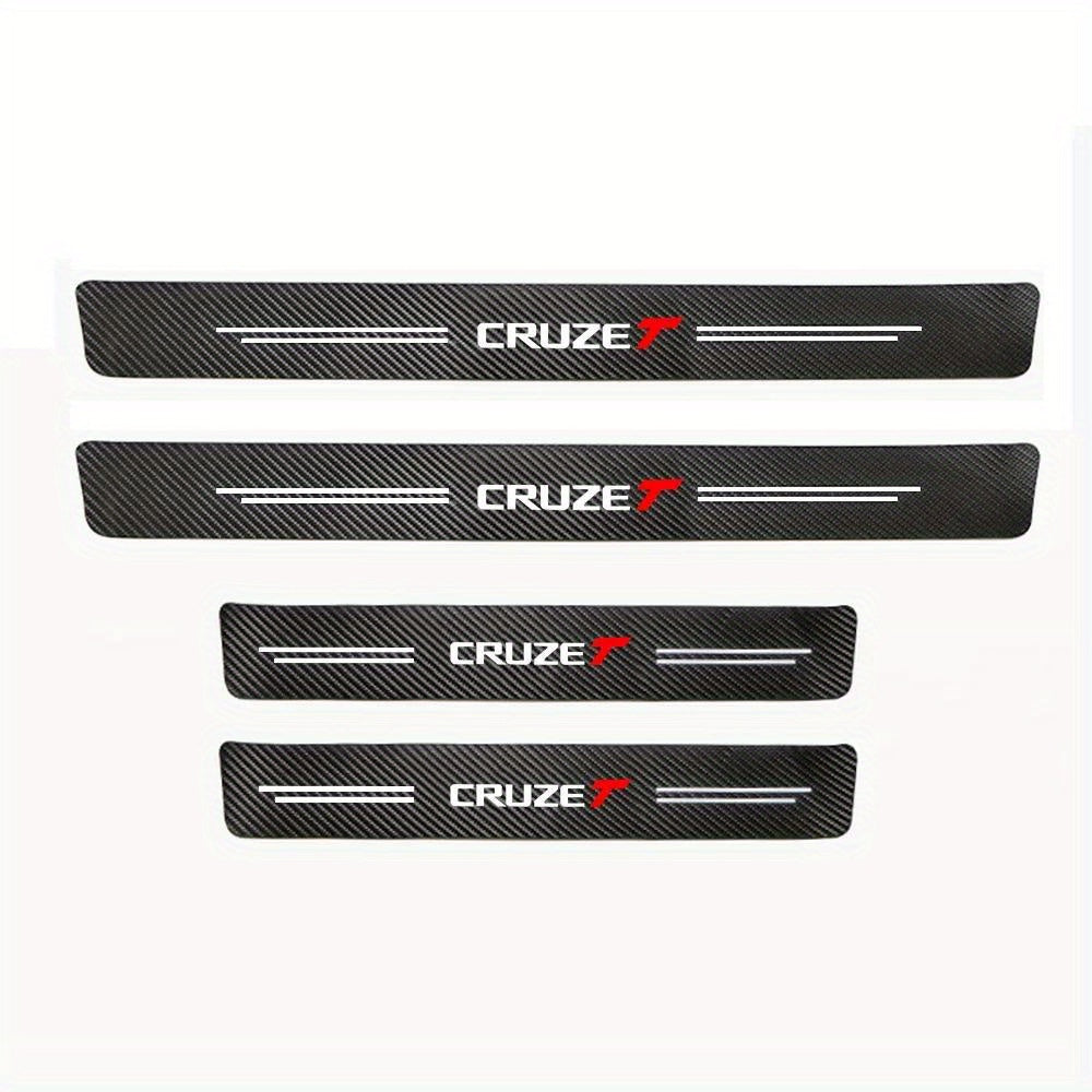 4pcs Car Door Sill Strips Faux Leather Decorative Pedal Covers